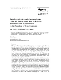 Petrology of Ultramafic Lamprophyres from the Beaver Lake Area Of