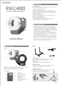 Powerful 400Ws Ring Flash Instruction Manual