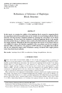 Robustness of Inference of Haplotype Block Structure