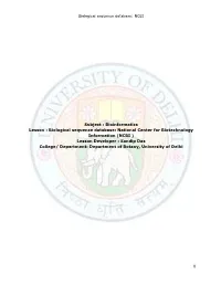 Biological Sequence Database: NCBI
