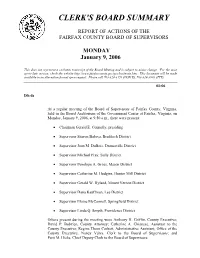 Clerk's Board Summary