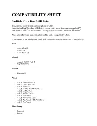 Compatibility Sheet