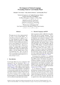 Development of Natural Language Processing Tools for Cook Islands Maori¯