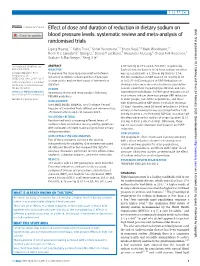 Effect of Dose and Duration of Reduction in Dietary Sodium on BMJ: First Published As 10.1136/Bmj.M315 on 24 February 2020