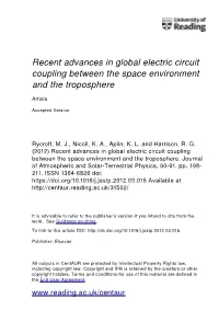Recent Advances in Global Electric Circuit Coupling Between the Space Environment and the Troposphere
