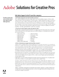 Adobe Support for Intel®-Based Mac Computers