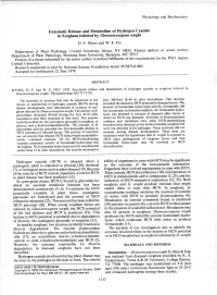 Enzymatic Release and Metabolism of Hydrogen Cyanide in Sorghum Infected by Gloeocercospora Sorghi D