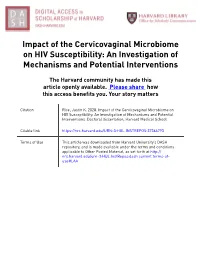 Impact of the Cervicovaginal Microbiome on HIV Susceptibility: an Investigation of Mechanisms and Potential Interventions