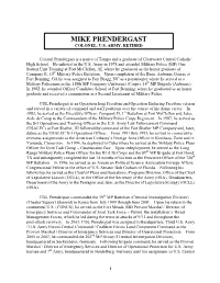 Mike Prendergast Colonel, U.S