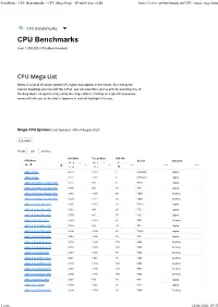 Passmark - CPU Benchmarks - CPU Mega Page - Detailed List of Be