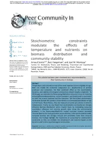 Stoichiometric Constraints Modulate the Effects of Temperature and Nutrients on Biomass Distribution And