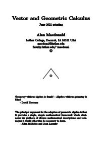 Vector and Geometric Calculus June 2021 Printing