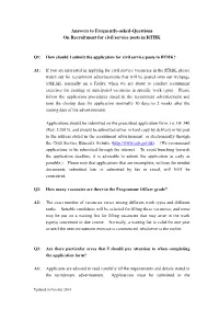 Answers to Frequently-Asked-Questions on Recruitment for Civil Service Posts in RTHK