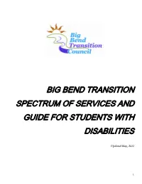 Big Bend Transition Spectrum of Services and Guide for Students with Disabilities