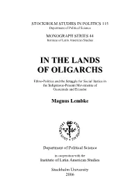 IN the LANDS of OLIGARCHS 233 References 249