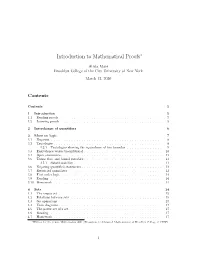 Introduction to Mathematical Proofs∗
