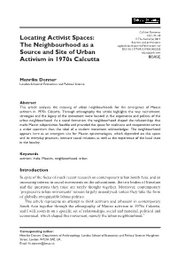 Locating Activist Spaces: the Neighbourhood As a Source and Site of Urban Activism in 1970S Calcutta