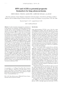 SPP1 and AGER As Potential Prognostic Biomarkers for Lung Adenocarcinoma