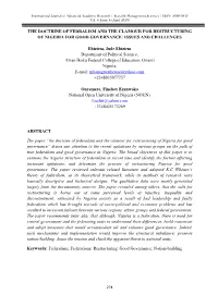The Doctrine of Fedralism and the Clamour for Restructuring of Nigeria for Good Governance: Issues and Challenges
