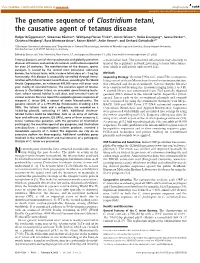 The Genome Sequence of Clostridium Tetani, the Causative Agent of Tetanus Disease