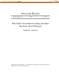 Why Didn't Nixon Burn the Tapes and Other Questions About Watergate