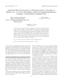 Attachment-Based Intervention for Enhancing Sensitive Discipline In