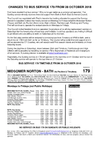 Changes to Bus Service 179 from 28 October 2018