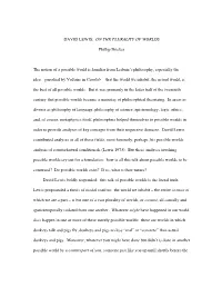 David Lewis: on the Plurality of Worlds