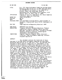 H.R. 1757--High Performance Computing and High Speed Networking Applications Act of 1993. Hearings Before