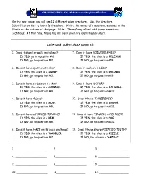 On the Next Page, You Will See 12 Different Alien Creatures. Use the Creature Identification Key to Identify the Aliens. Write