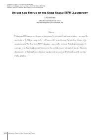 Origin and Status of the Gran Sasso Infn Laboratory