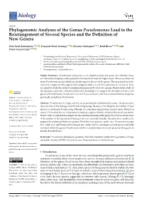 Phylogenomic Analyses of the Genus Pseudomonas Lead to the Rearrangement of Several Species and the Deﬁnition of New Genera
