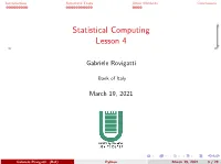 Statistical Computing Lesson 4