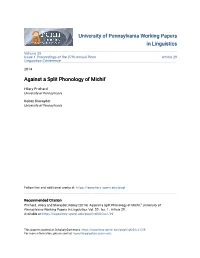 Against a Split Phonology of Michif