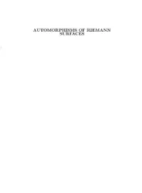 Automorphisms of Riemann Surfaces