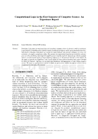 Computational Logic in the First Semester of Computer Science: an Experience Report