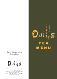 Quills Tea Menu