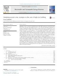 Analyzing Passive Solar Strategies in the Case of High-Rise Building