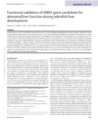 Functional Validation of GWAS Gene Candidates for Abnormal Liver Function During Zebrafish Liver Development