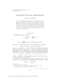 POLYNOMIALS with SMALL MAHLER MEASURE 1. Introduction
