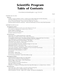 Scientific Program Table of Contents