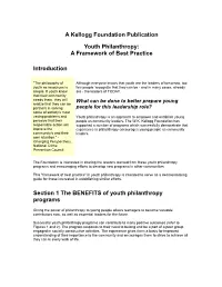 Youth Philanthropy: a Framework of Best Practice