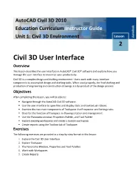 Civil 3D User Interface