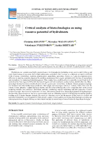 Critical Analysis of Biotechnologies on Using Resource Potential of Hydrobionts