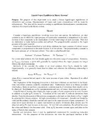Liquid-Vapor Equilibrium in a Binary System