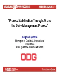 Problem Solving Process (A3) – Clear Understanding of Our Systems – Visual Management – Drive and Dedication – Urgency and Accountability