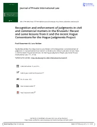 Recognition and Enforcement of Judgments in Civil and Commercial