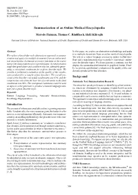 Summarization of an Online Medical Encyclopedia