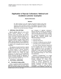 Digitisation of Special Collections: National and Academic Libraries’ Examples