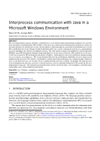 Interprocess Communication with Java in a Microsoft Windows Environment